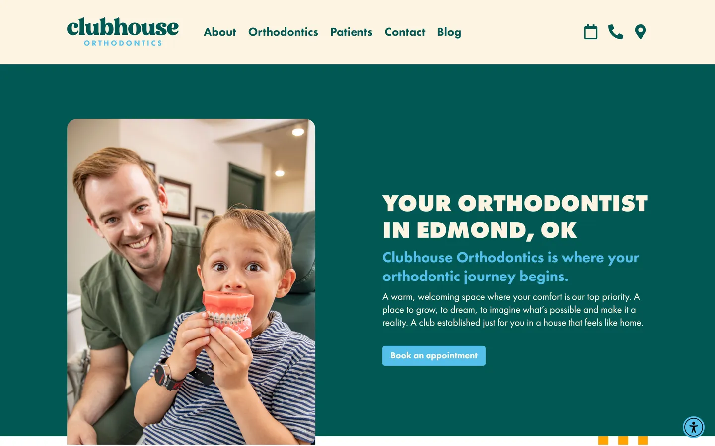 Clubhouse Orthodontics website screenshot