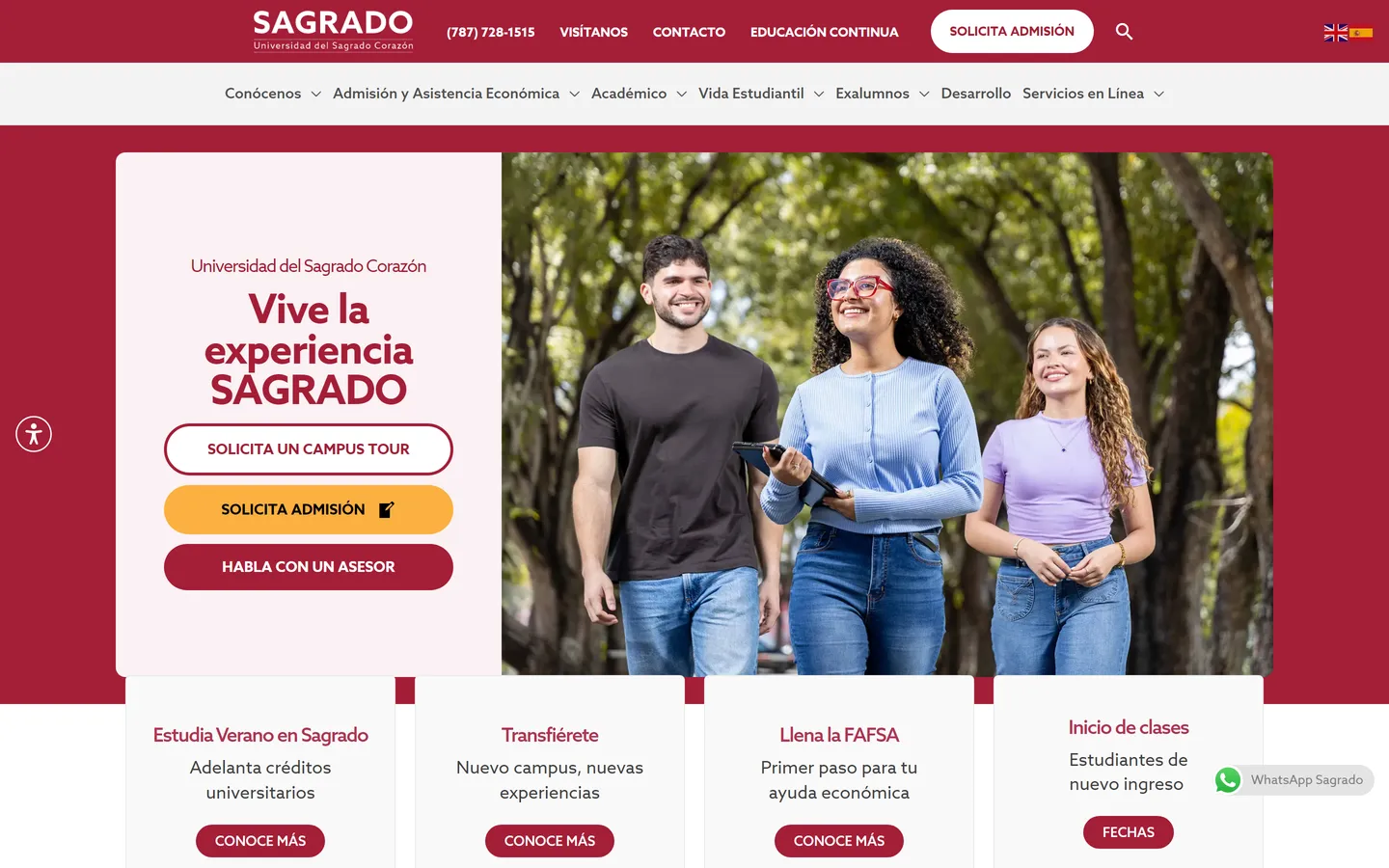 Sagrado University website screenshot